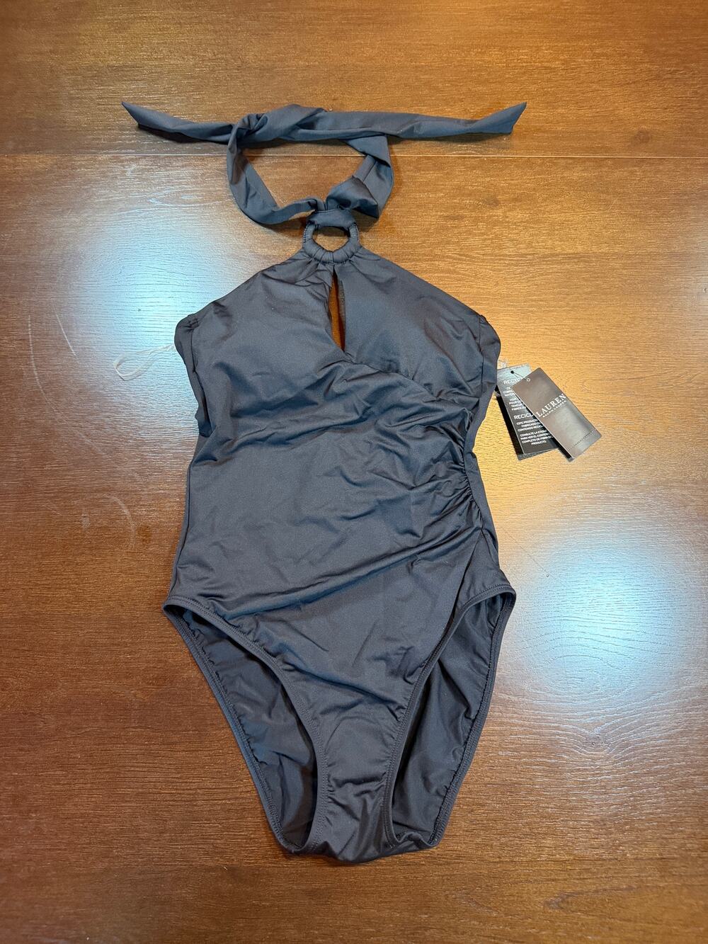 NWT NWT Lauren Ralph Lauren 6 Black Keyhole Halter One Piece European Summer